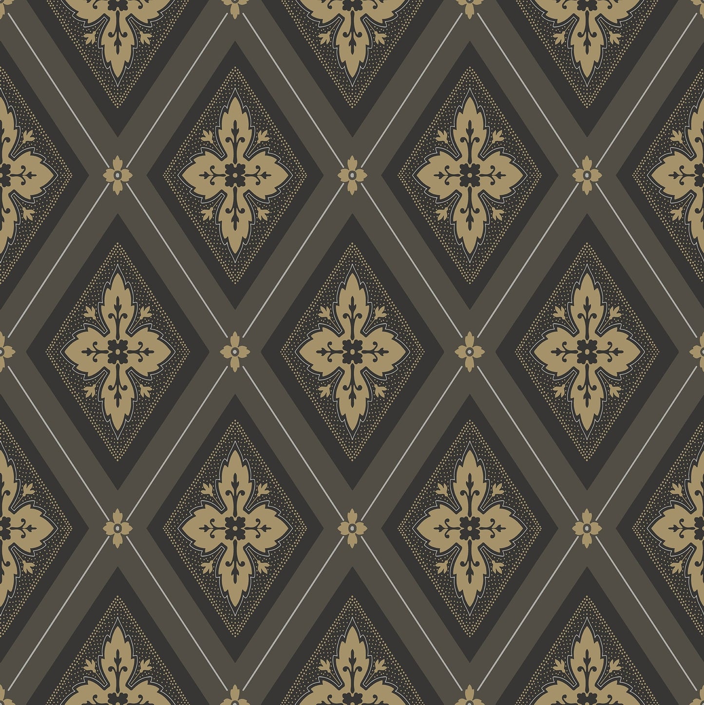 Sample - Astrid Flora Wallpaper - Black Gold