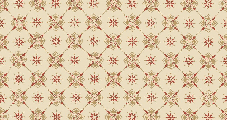 Sample - Karolina Wallpaper - Red/Cream