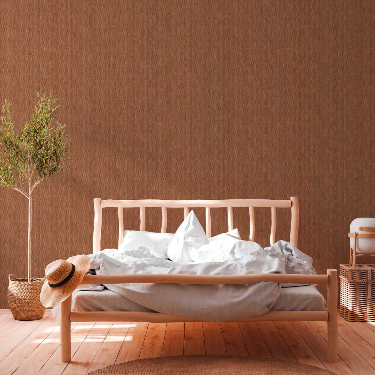 Chunky Weave Wallpaper - Burnt Orange