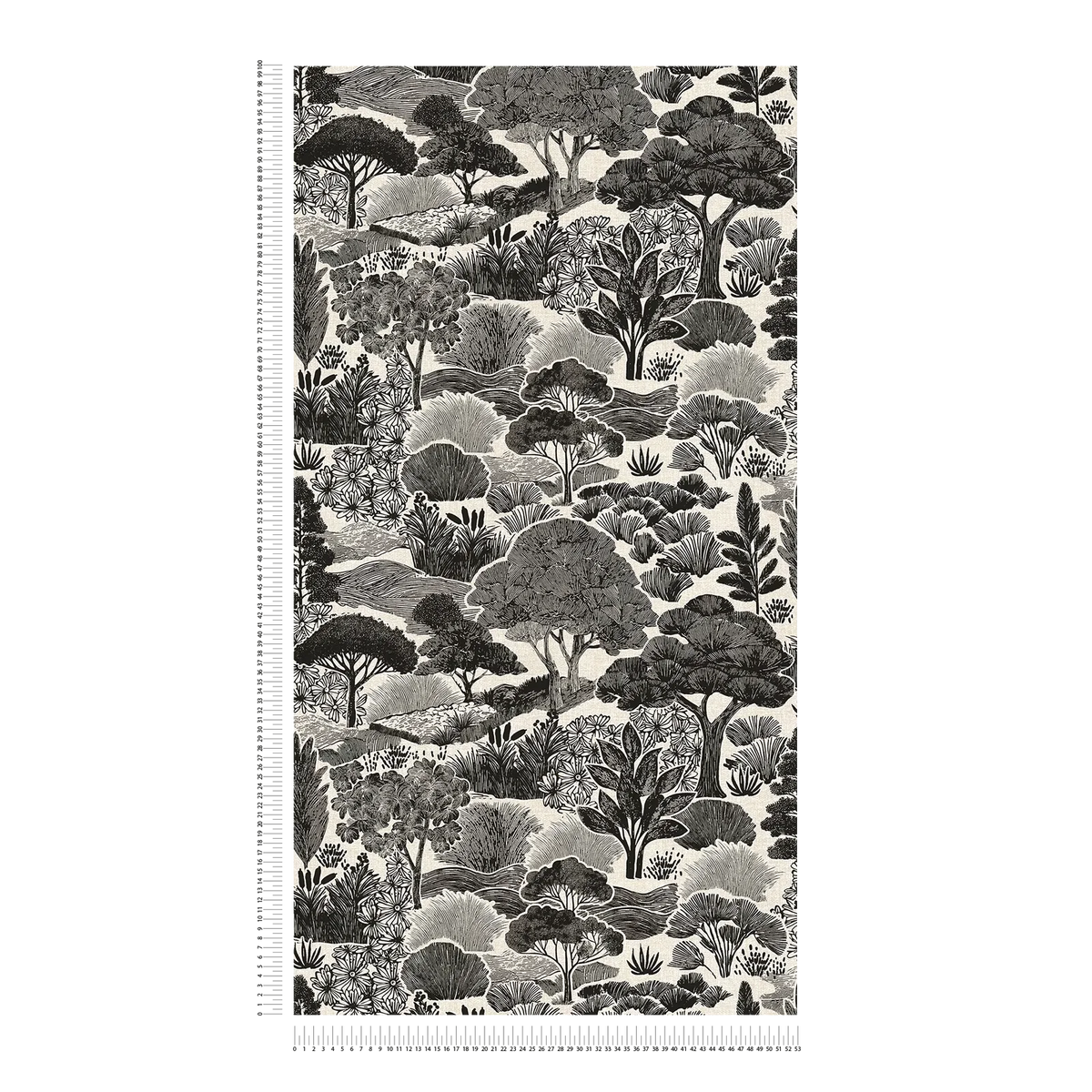 Arbor Woodland Toile Vinyl Wallpaper – Black