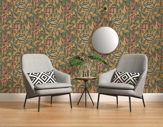 Floral Vine Wallpaper - Caramel