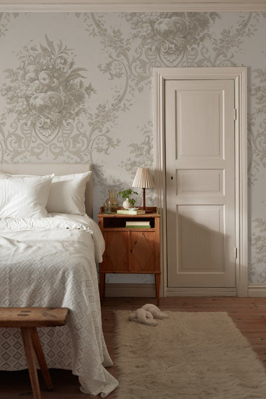 Paradise Medallion - Custom Sized Wallpaper Mural (per m2) - White Beige