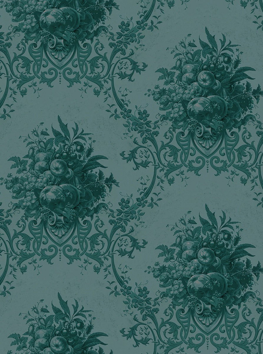 Sample - Paradise Medallion - Custom Sized Wallpaper Mural (per m2) - Dark Blue