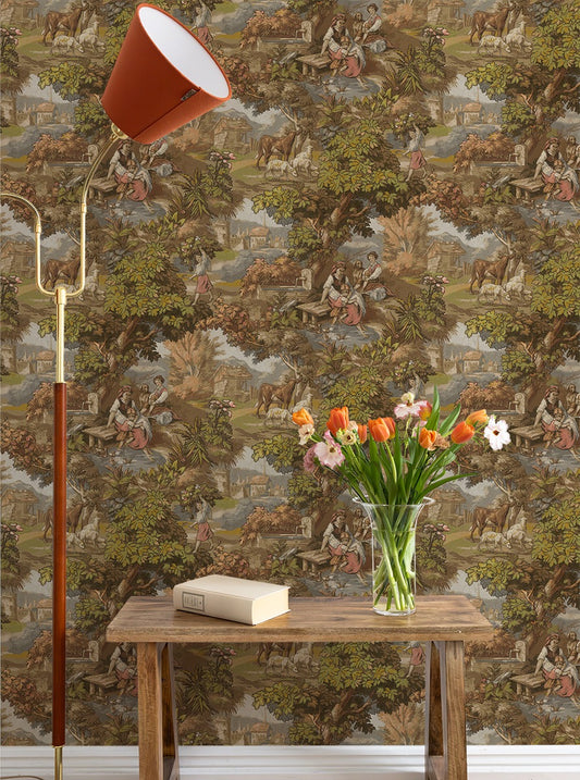 Vintage Landscape - Custom Sized Wallpaper Mural (per m2) - Multi