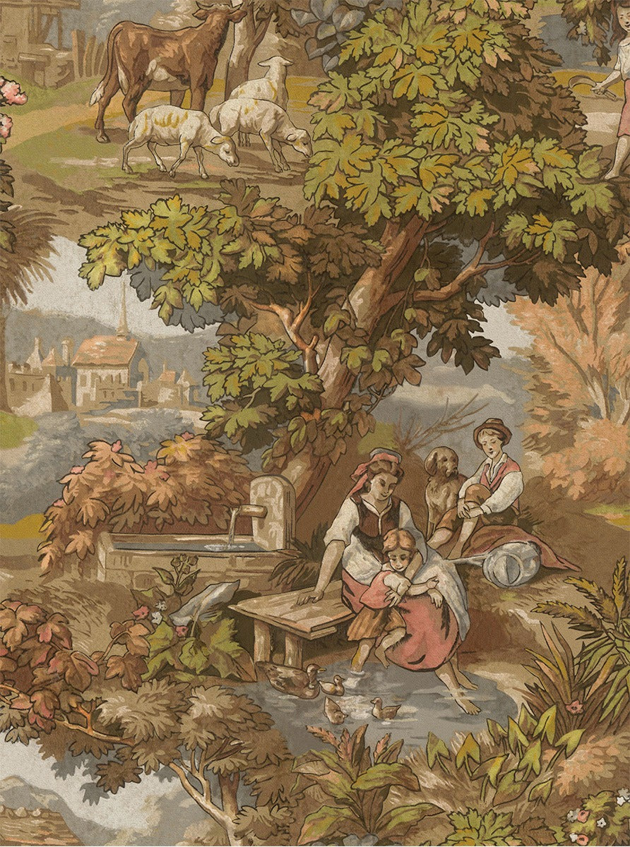 Sample - Vintage Landscape - Custom Sized Wallpaper Mural (per m2) - Multi