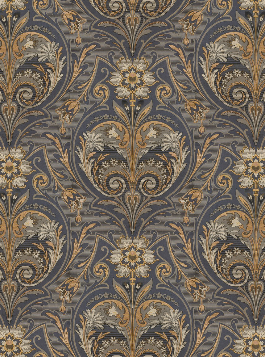 Sample - Oscar Antique Medallion - Custom Sized Wallpaper Mural (per m2) - Blue