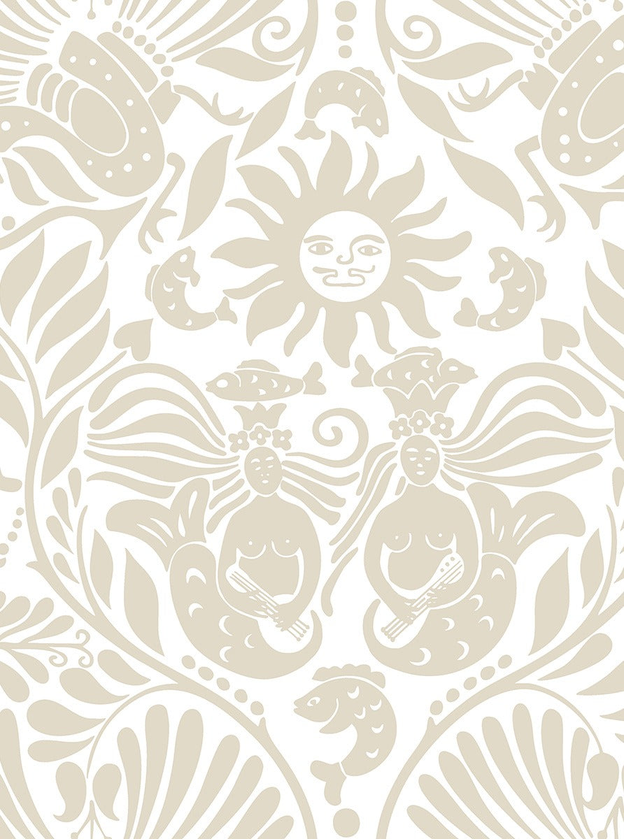 Sample - Mermaid Groove - Custom Sized Wallpaper Mural (per m2) - Beige