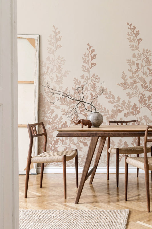 Summer Leaf - Custom Sized Wallpaper Mural (per m2) - Warm Red