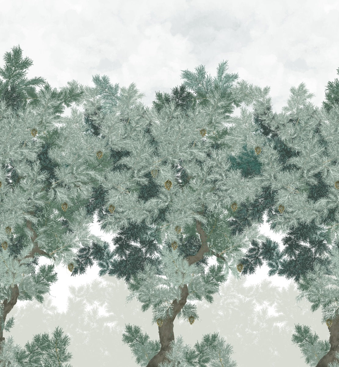 Sample - Scent of Pines - Custom Sized Wallpaper Mural (per m2) - Green