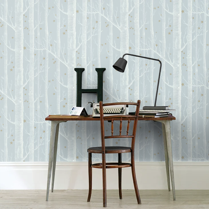 Woods and Stars Wallpaper - Powder Blue