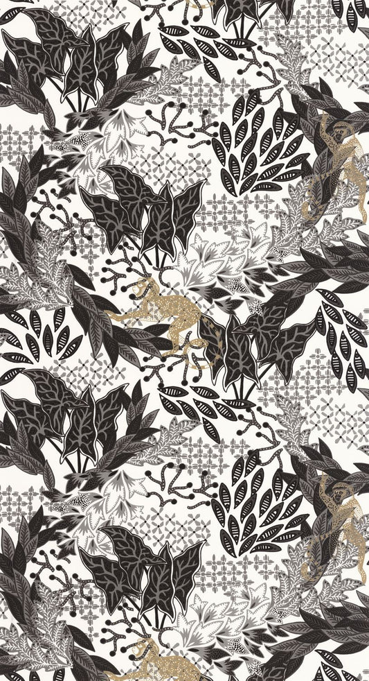 Borneo Wallpaper - White Black Gold