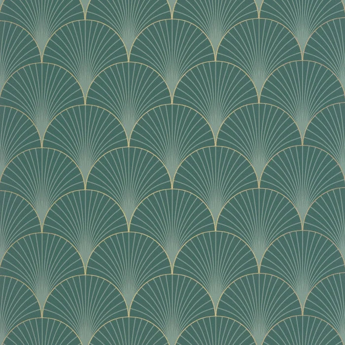Sample - Prosperity Wallpaper - Vert Emeraude Dore
