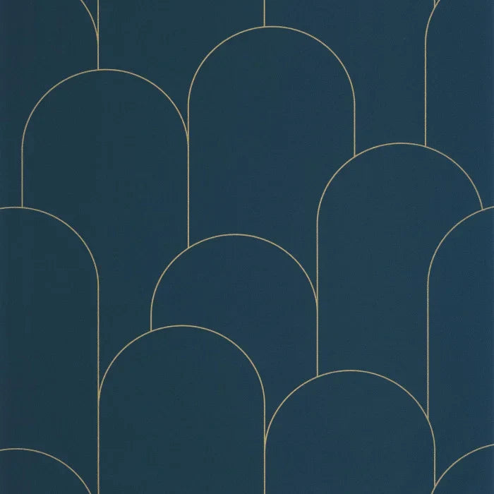 Sample - Ornament Wallpaper - Bleu nuit dore
