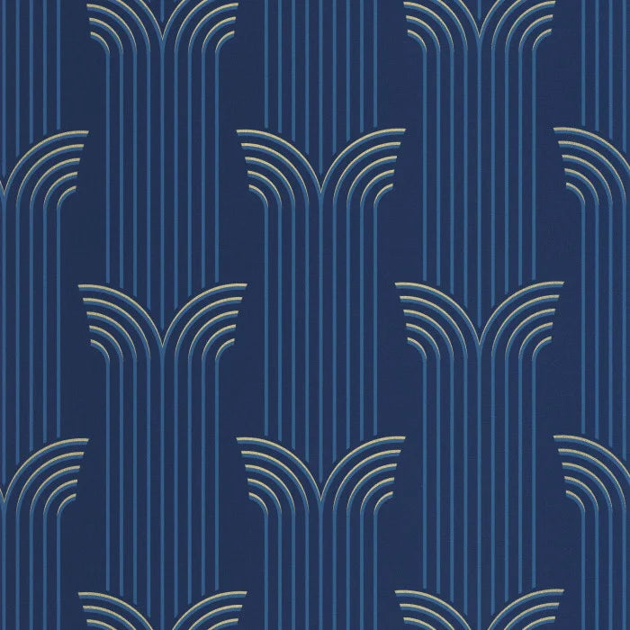 Sample - Glamour Wallpaper - Bleu d outre mer dore