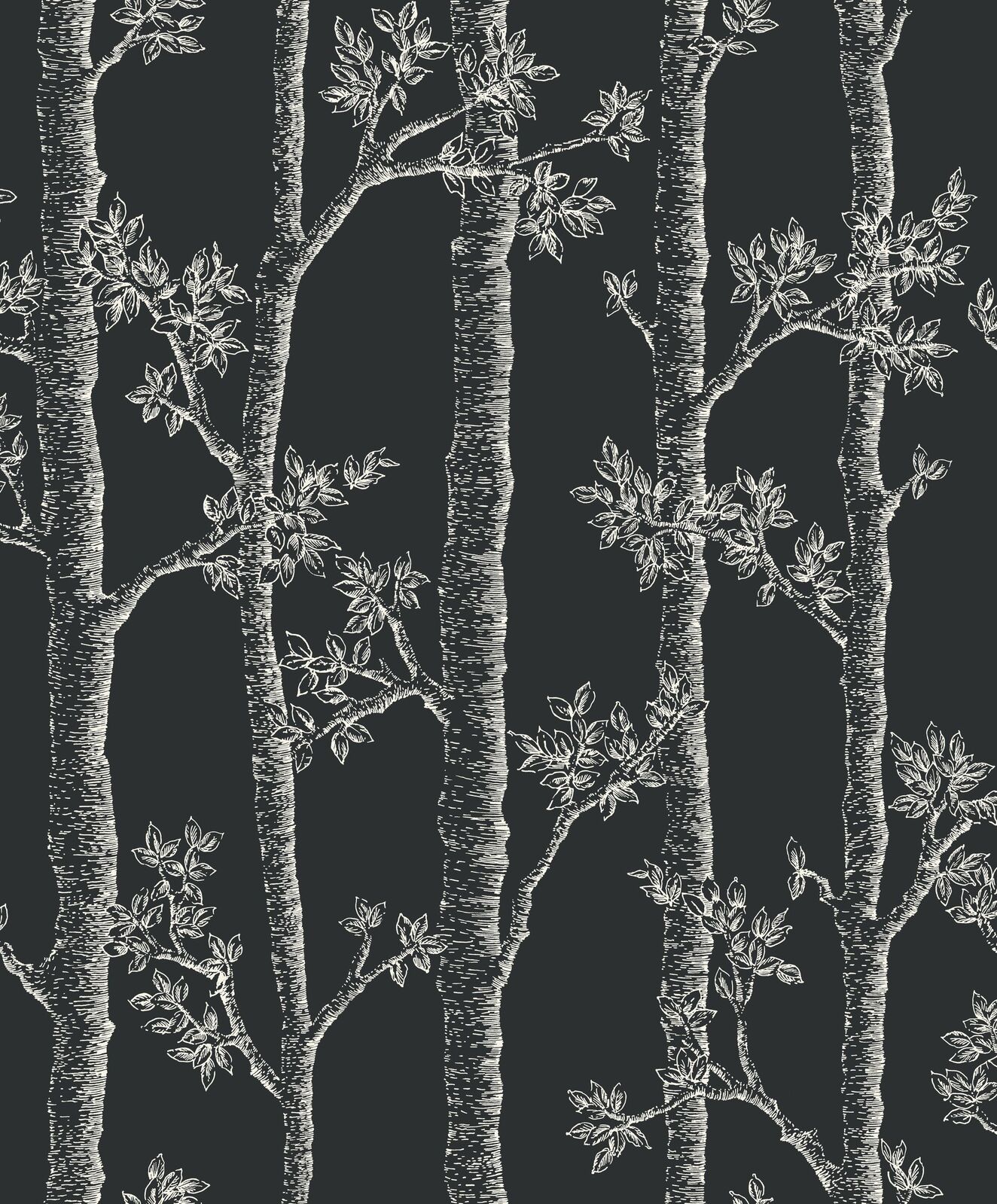 Sample - Woodlands Wallpaper - Noir (Black)