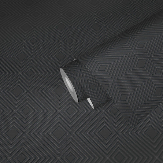 Geometric Glitter Effect Wallpaper - Dark Grey - Discontinuing