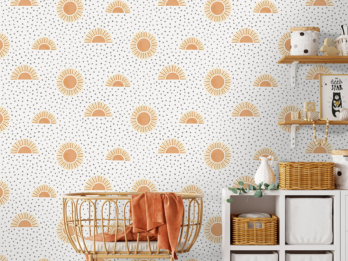Sunbeam Wallpaper - White/Orange - LAST ROLL