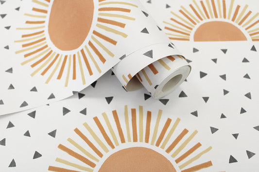 Sunbeam Wallpaper - White/Orange - LAST ROLL