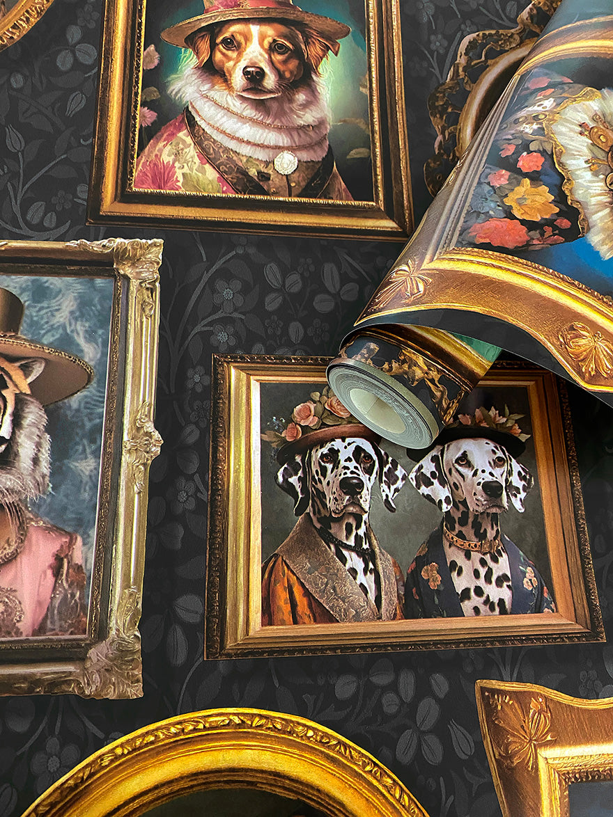 Sample – Regal Beasts Whimsical Animal Wallpaper – Charcoal