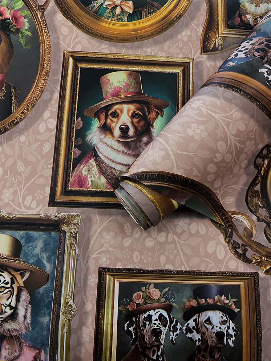 Sample – Regal Beasts Whimsical Animal Wallpaper – Pink