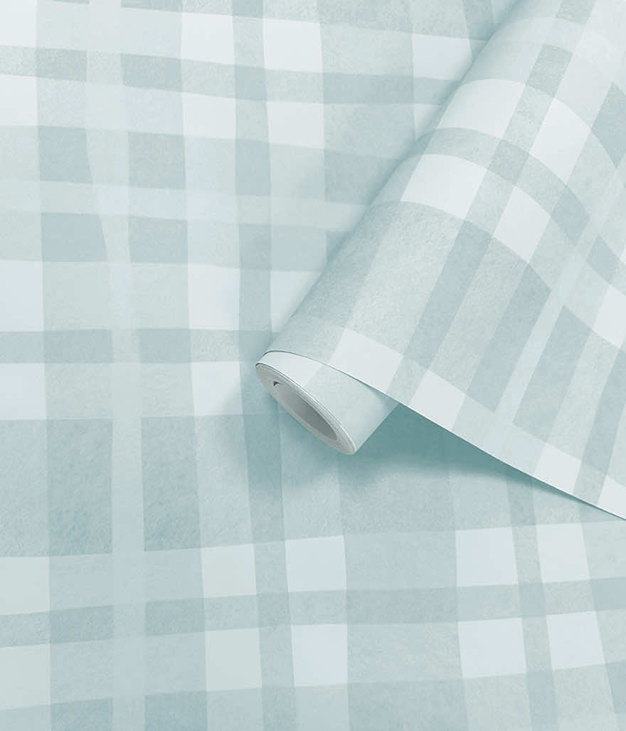 Ivy Plaid Wallpaper - Sky Blue