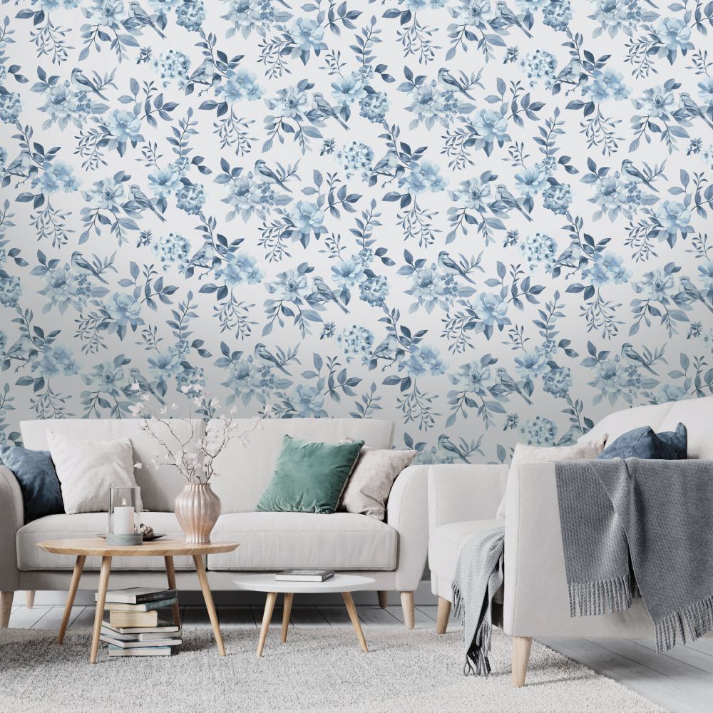 The Bird Garden - Wallpaper - Blue