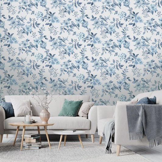 The Bird Garden - Wallpaper - Blue