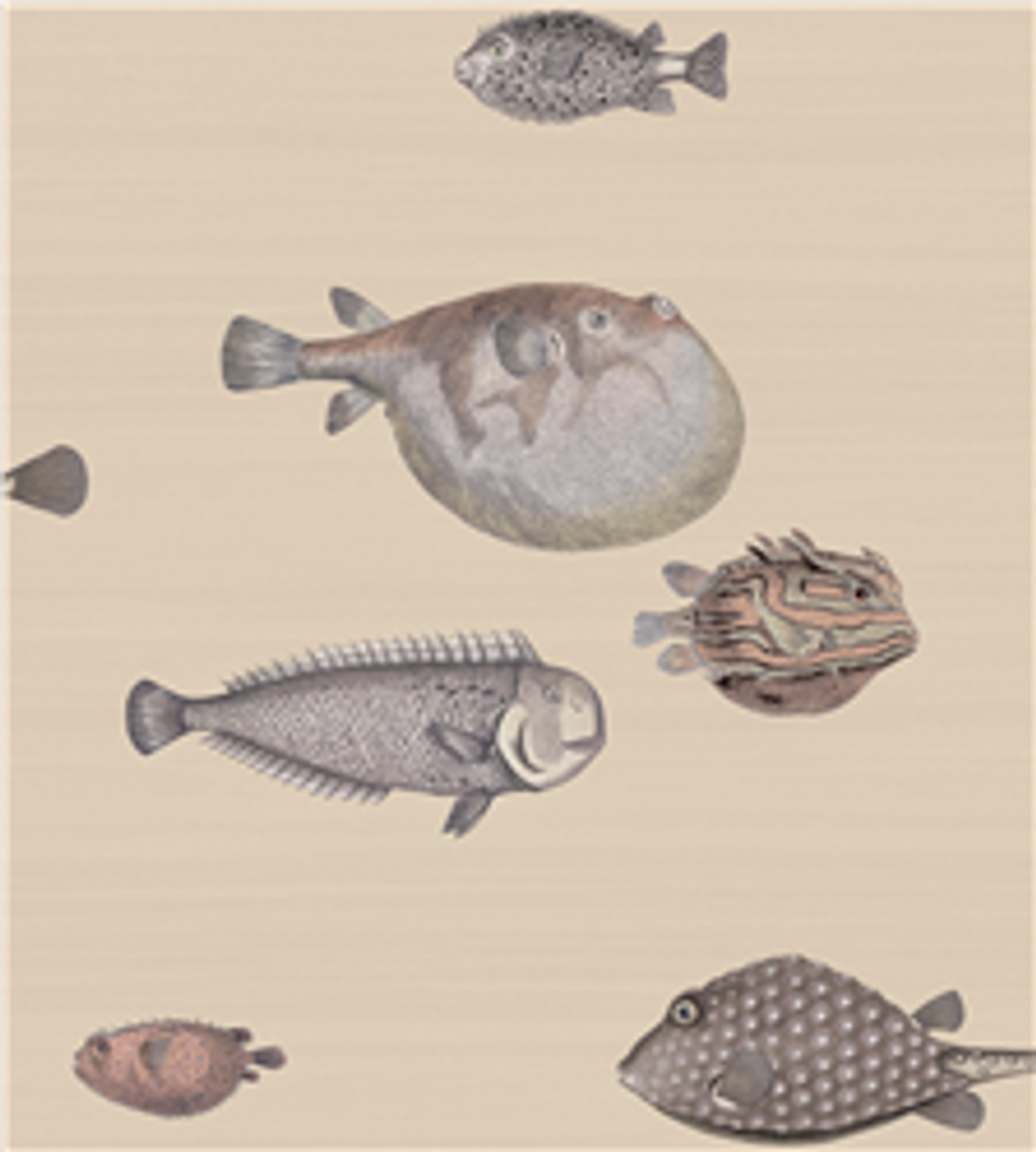 Sample - Acquario Fish Wallpaper - Taupe