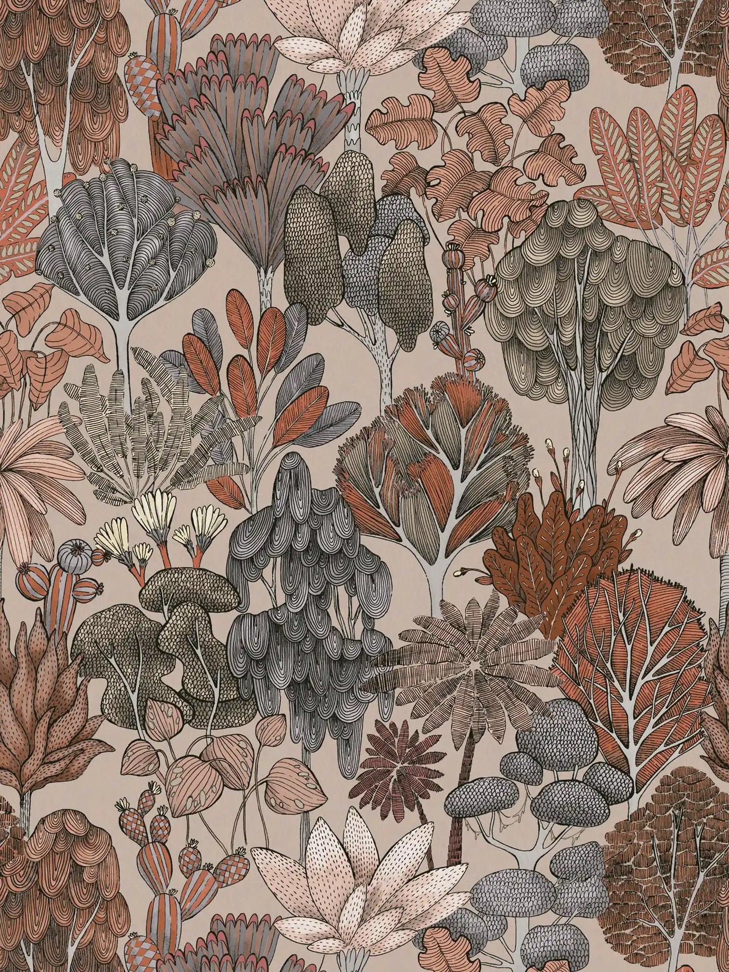 Sample - Exotic Oasis Wallpaper - Black/Red