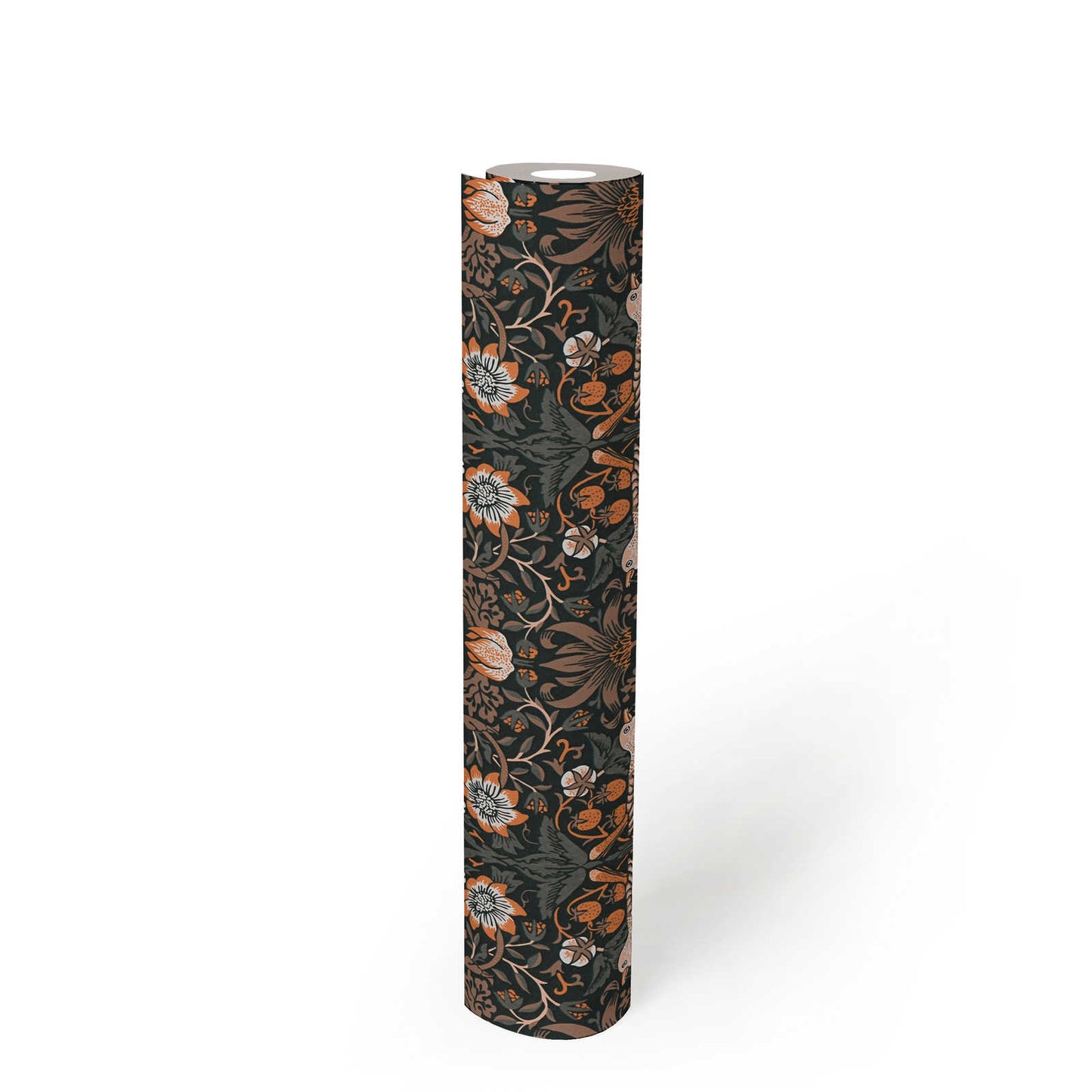 Baroque Birds Wallpaper - Orange/Black
