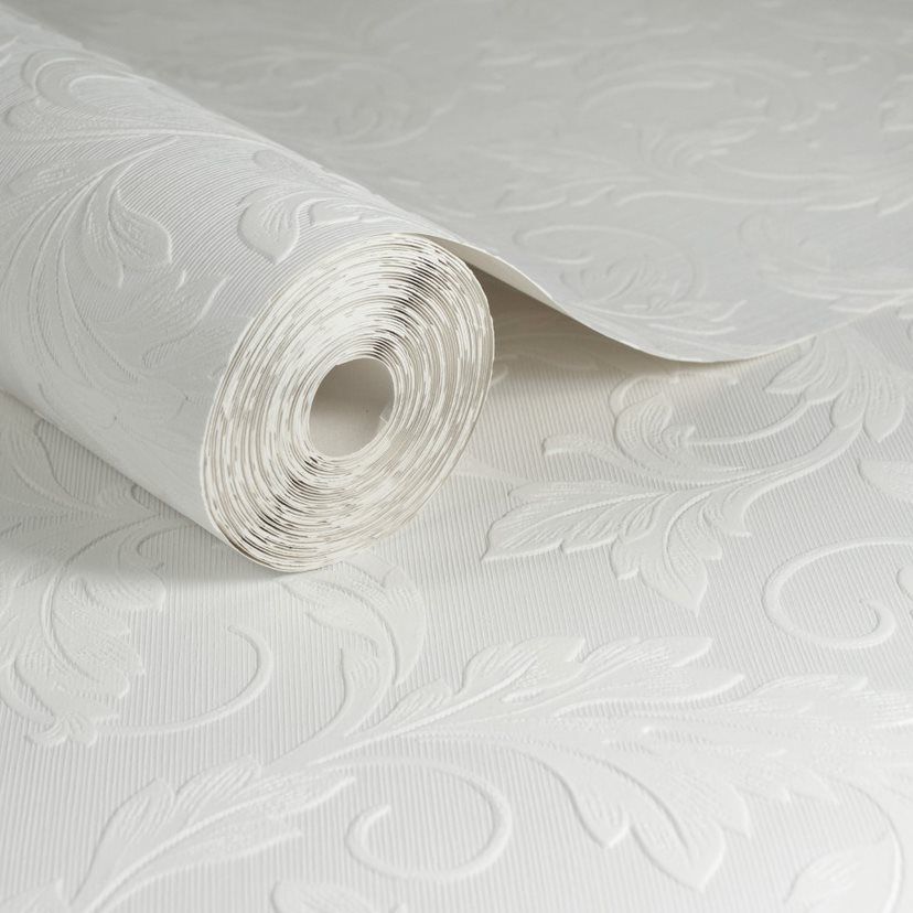 Scrolling Leaf - Paintable Wallpaper