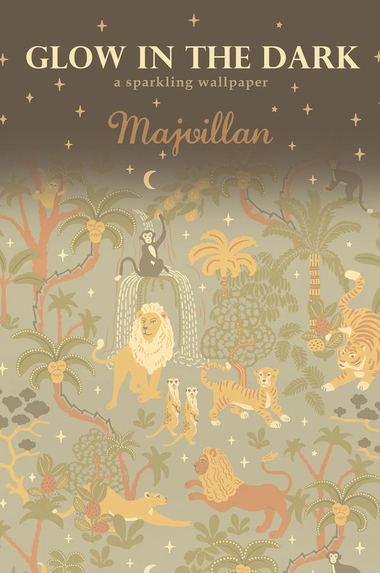 Jungle Glow - Glow in The Dark Wallpaper - Twilight Grey