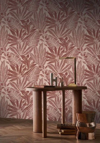 Aloes Karabane Wallpaper (Indent) - Terracotta