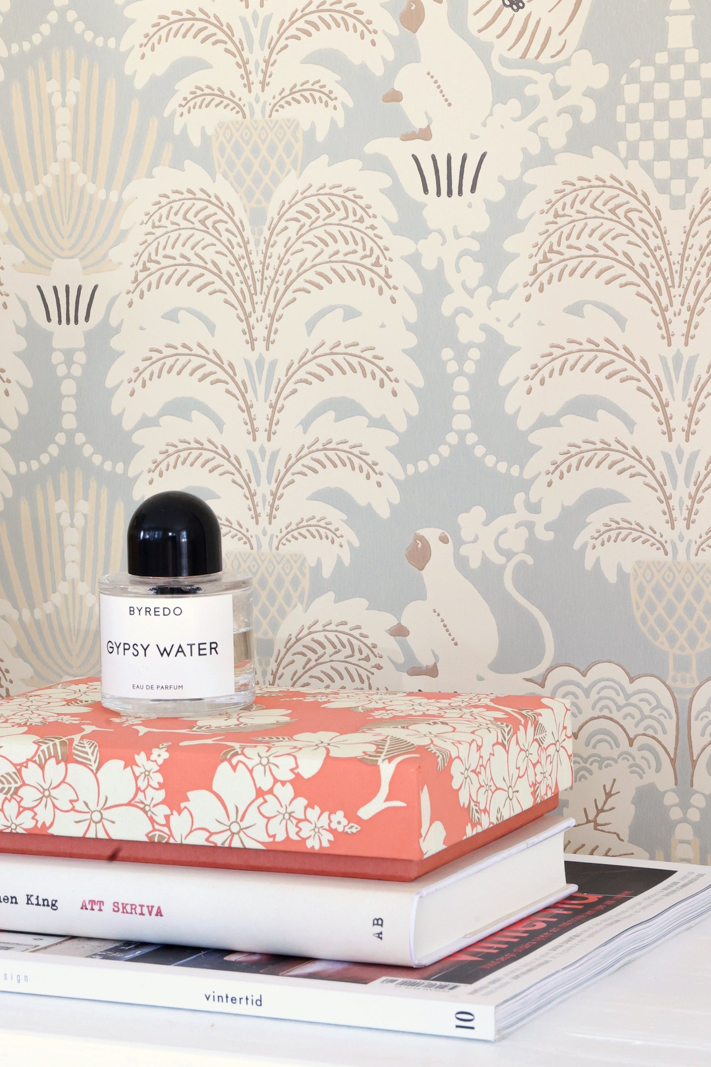 Hello Monkey Wallpaper - Pale Sage Green