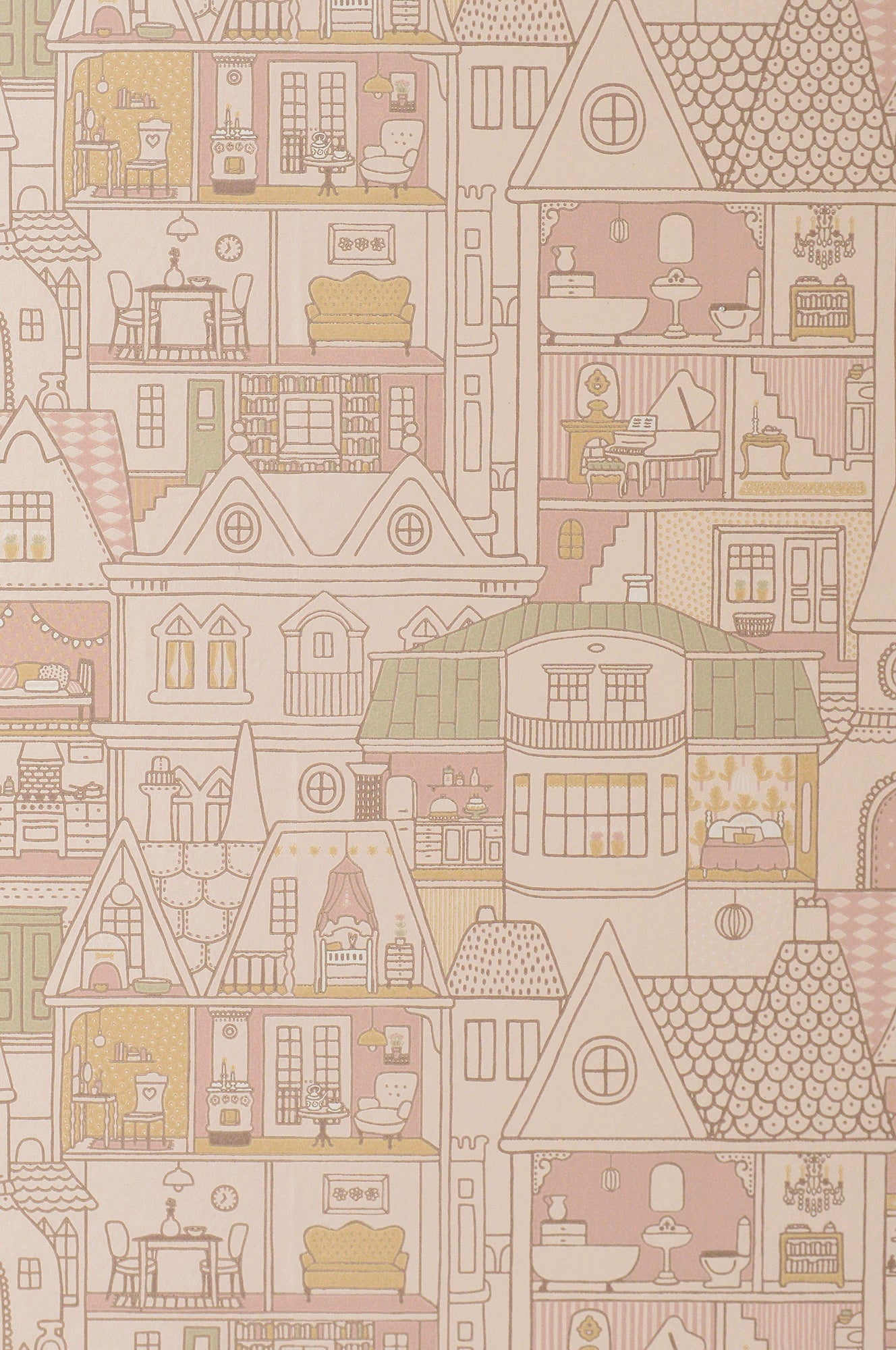 Sample - Dollhouse Wallpaper - Sunny Pink