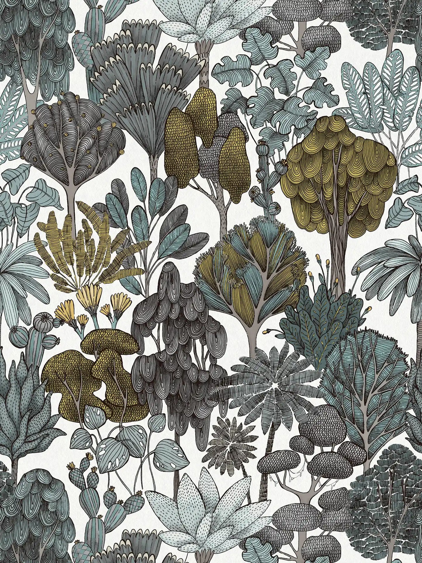 Sample - Exotic Oasis Wallpaper - White/Green