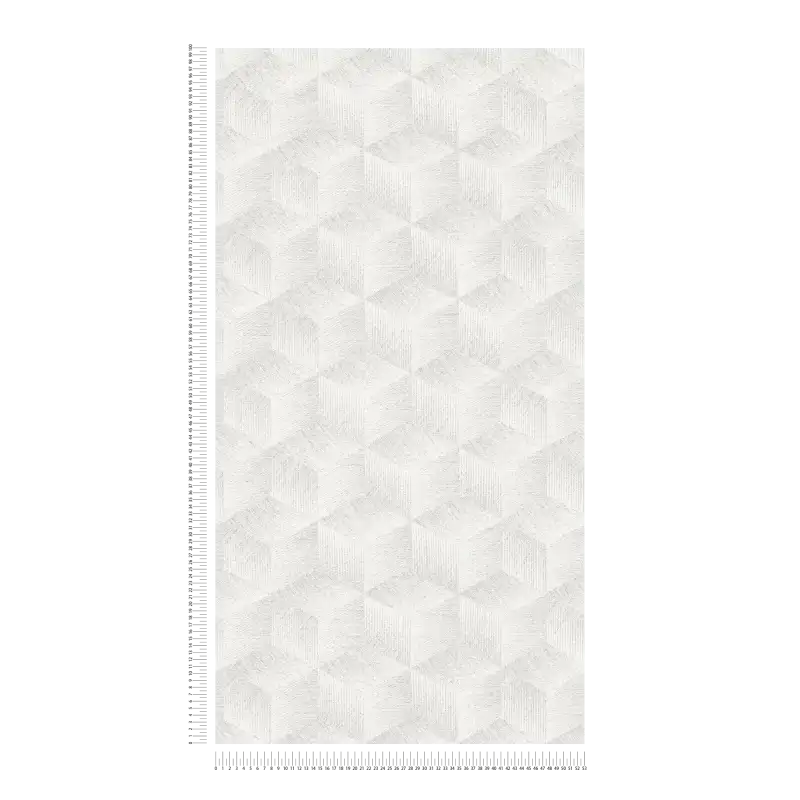 Modern Cubes - Geometric Wallpaper - White