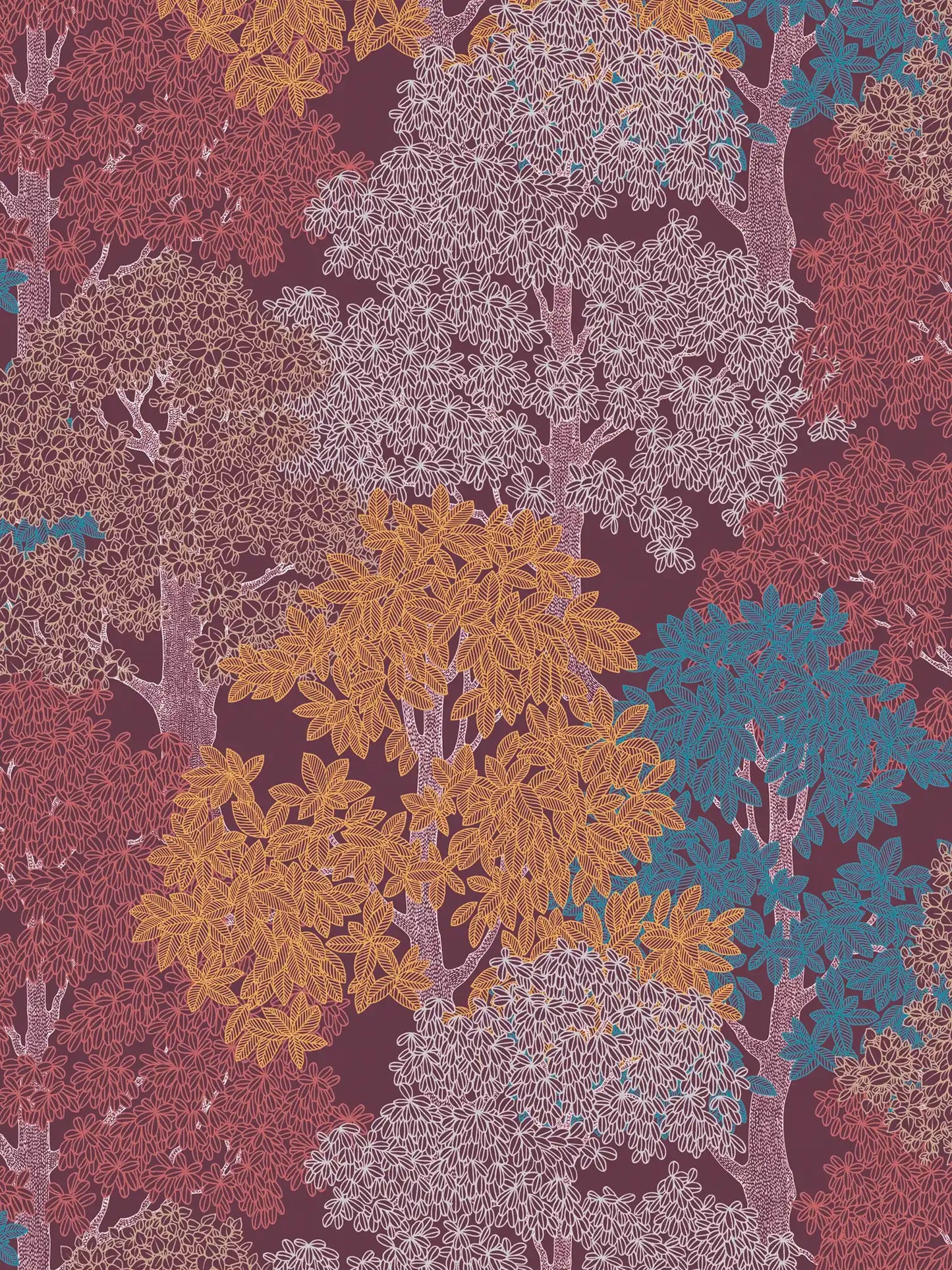 Sample - Colourful Forest Trees Wallpaper - Red