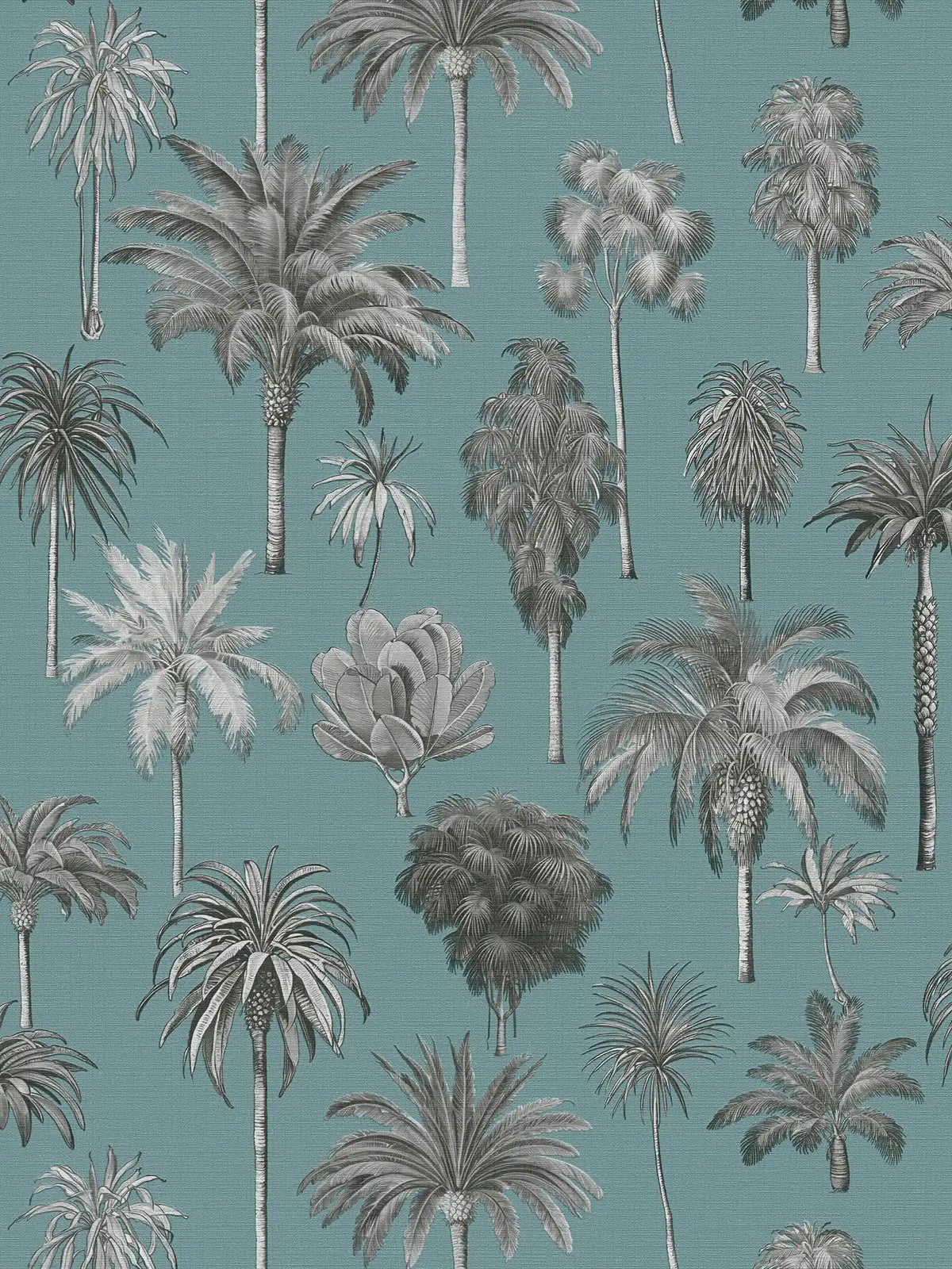 Riviera Palm Tree wallpaper in blue – sample
