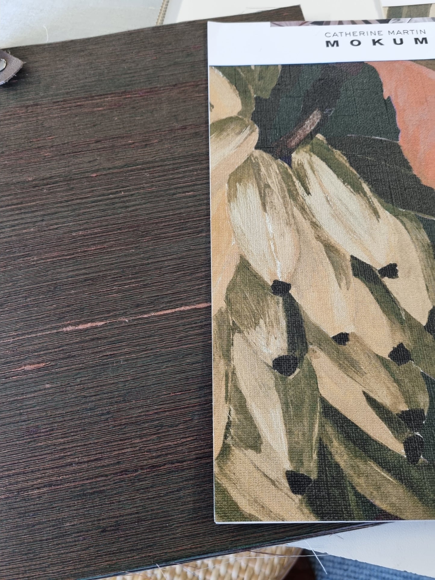 Silk Road Wallpaper - 100% Silk - Purple & Apricot.