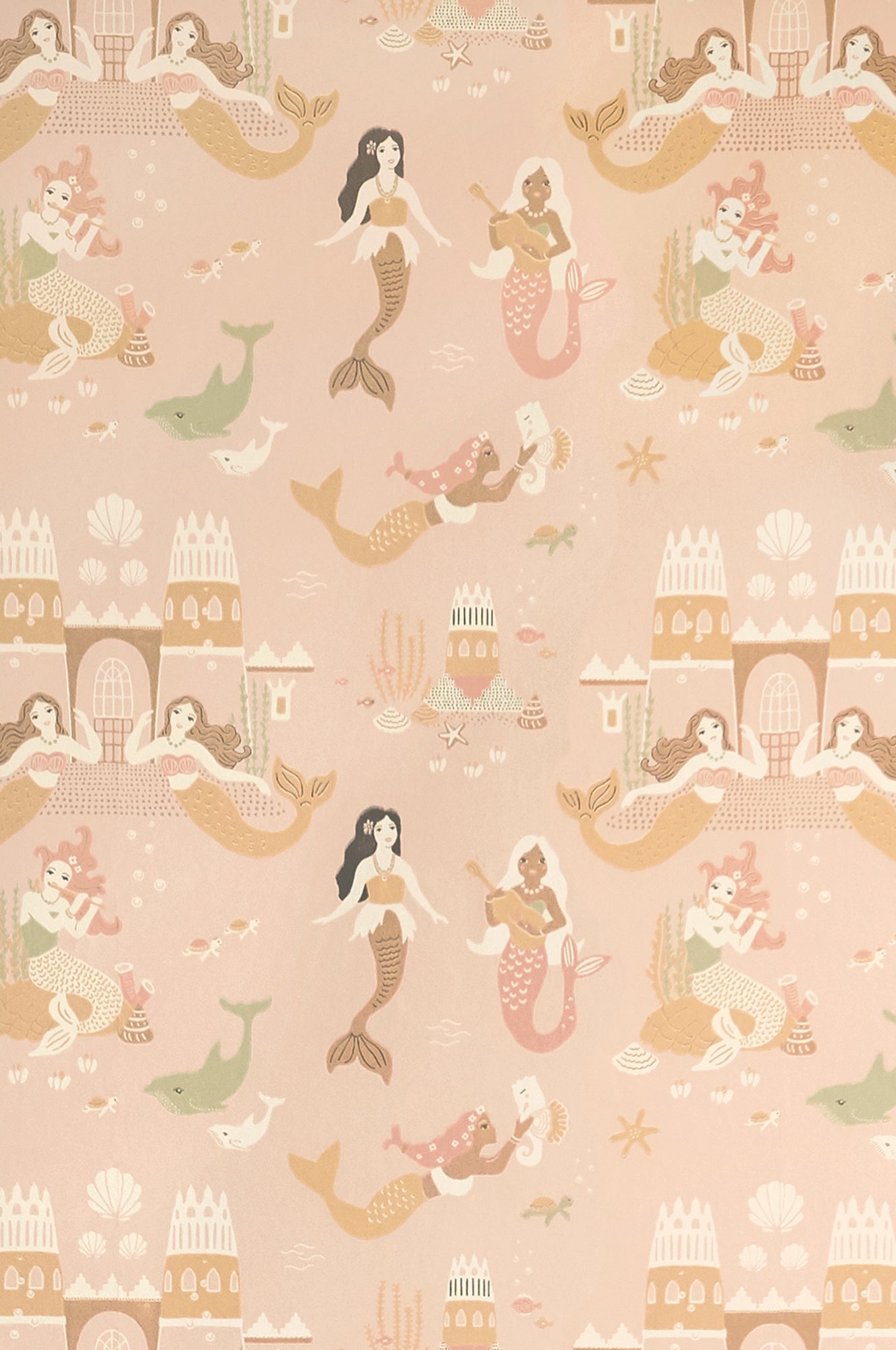 Sample - Mermaid Reef Wallpaper - Pink