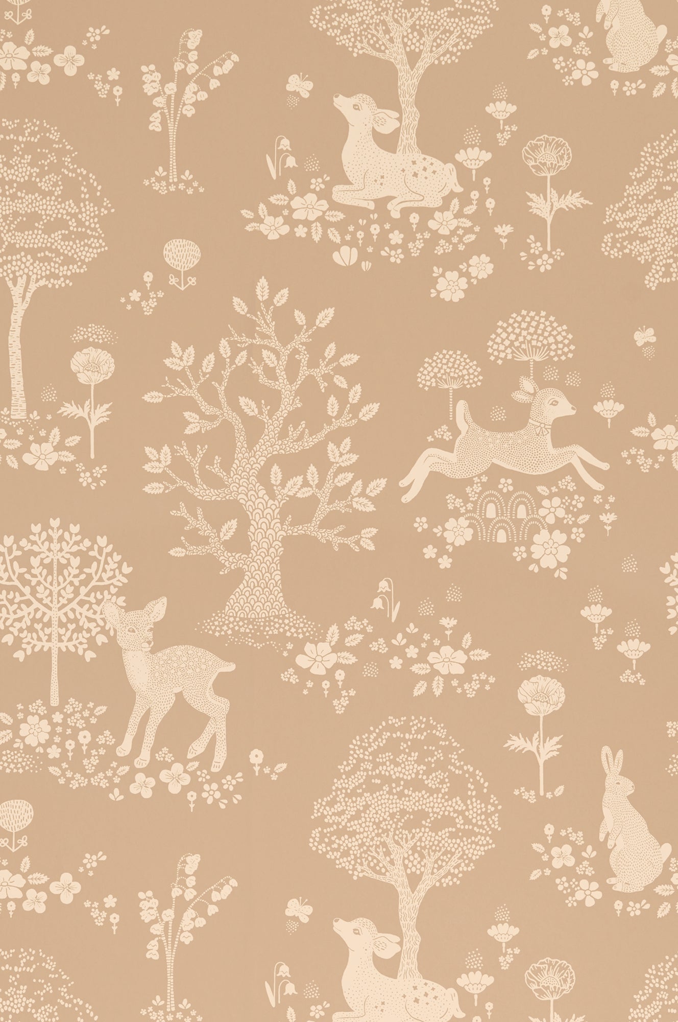 Sample - Summer Fields Wallpaper - Soft Brown