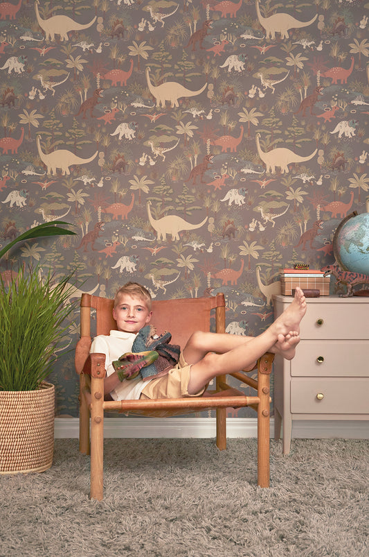 Dino Wallpaper - Evening Grey