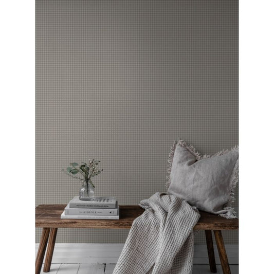 Lotta Gingham Wallpaper - Grey/Beige