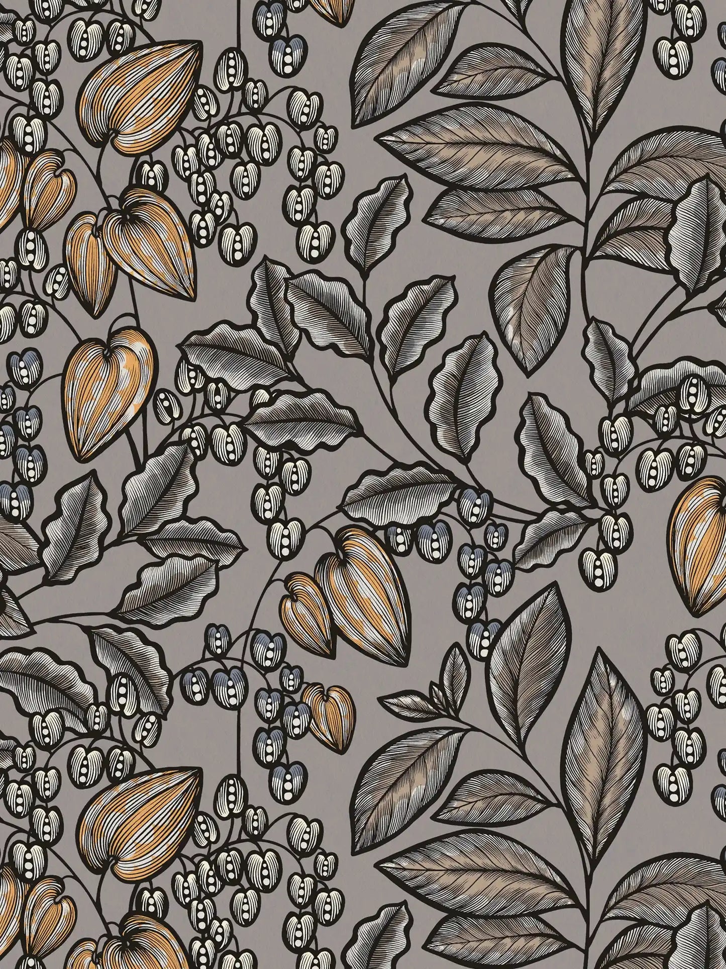 Sample - Floral Vine Wallpaper - Gray