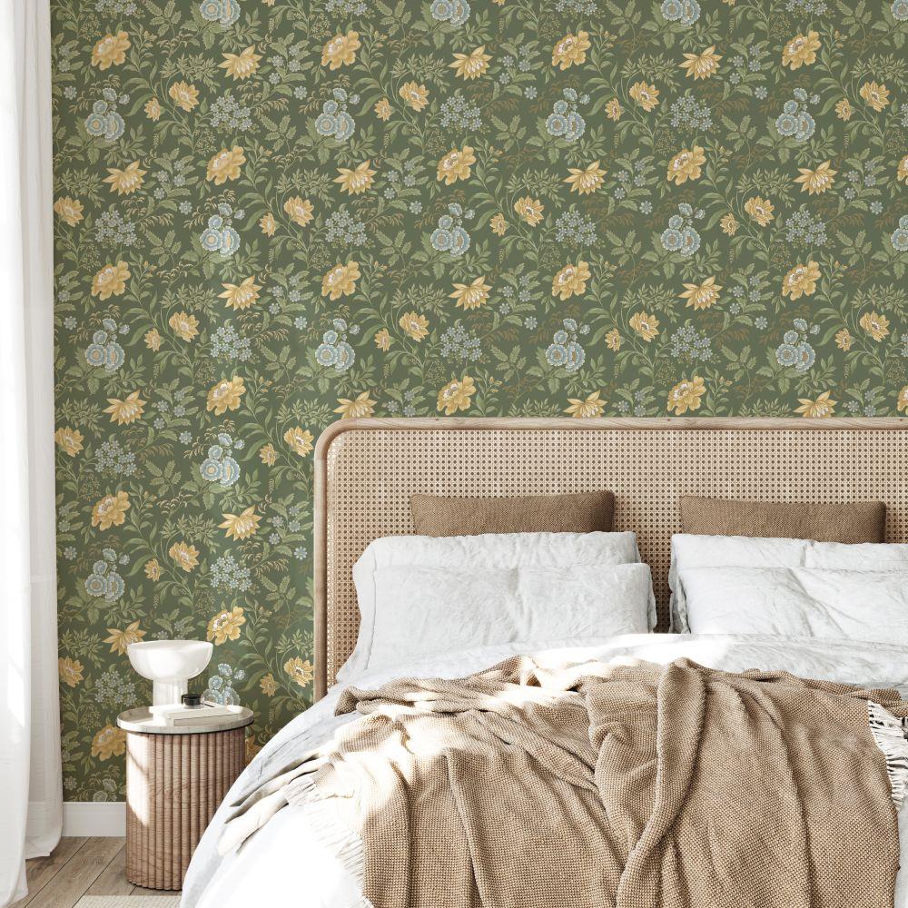 Sample - Garden Muse Wallpaper - Forest Green