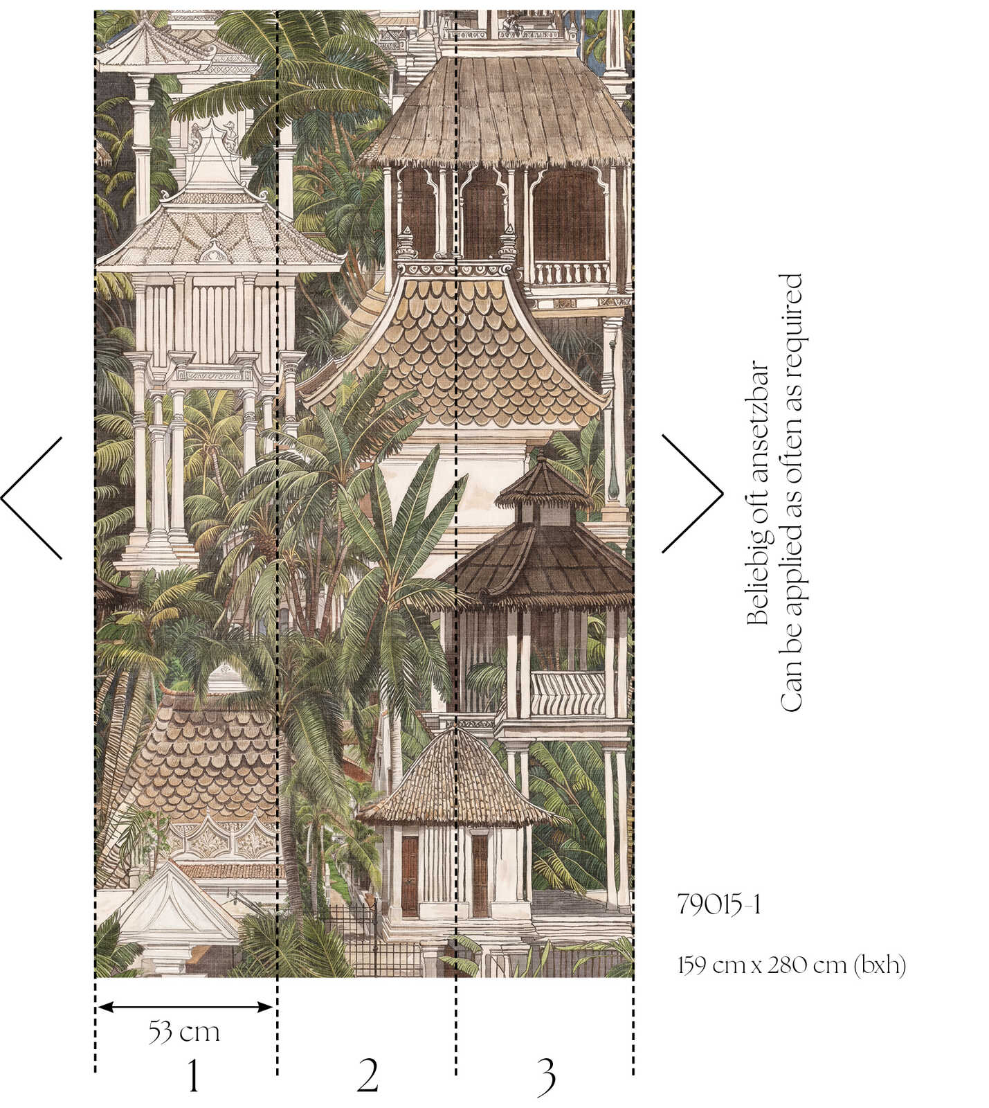 The Wall 4 - Hybrid Wallpaper Mural - Hot Spots - Pagoda