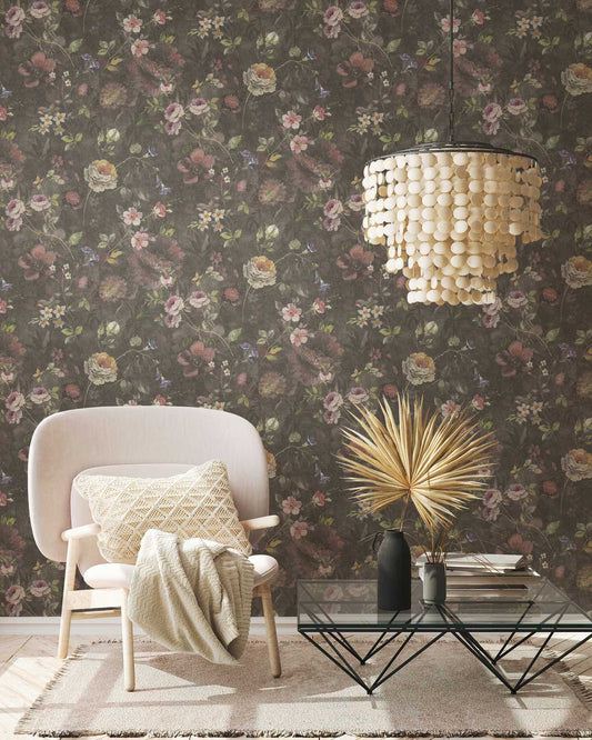 Secret Garden - Floral Wallpaper - Black
