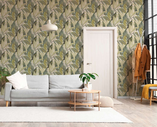 Fronda Tropical Leaf Vinyl Wallpaper – Sage