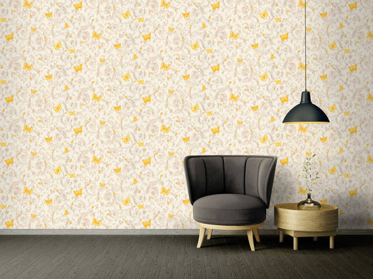 Versace Florals Wallpaper - Cream/Yellow - Discontinuing
